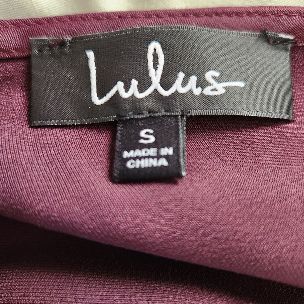 Lulus Kiss Me Now Plum Purple Satin Short Sleeve Wide-Leg Jumpsuit Small New - Picture 6 of 11